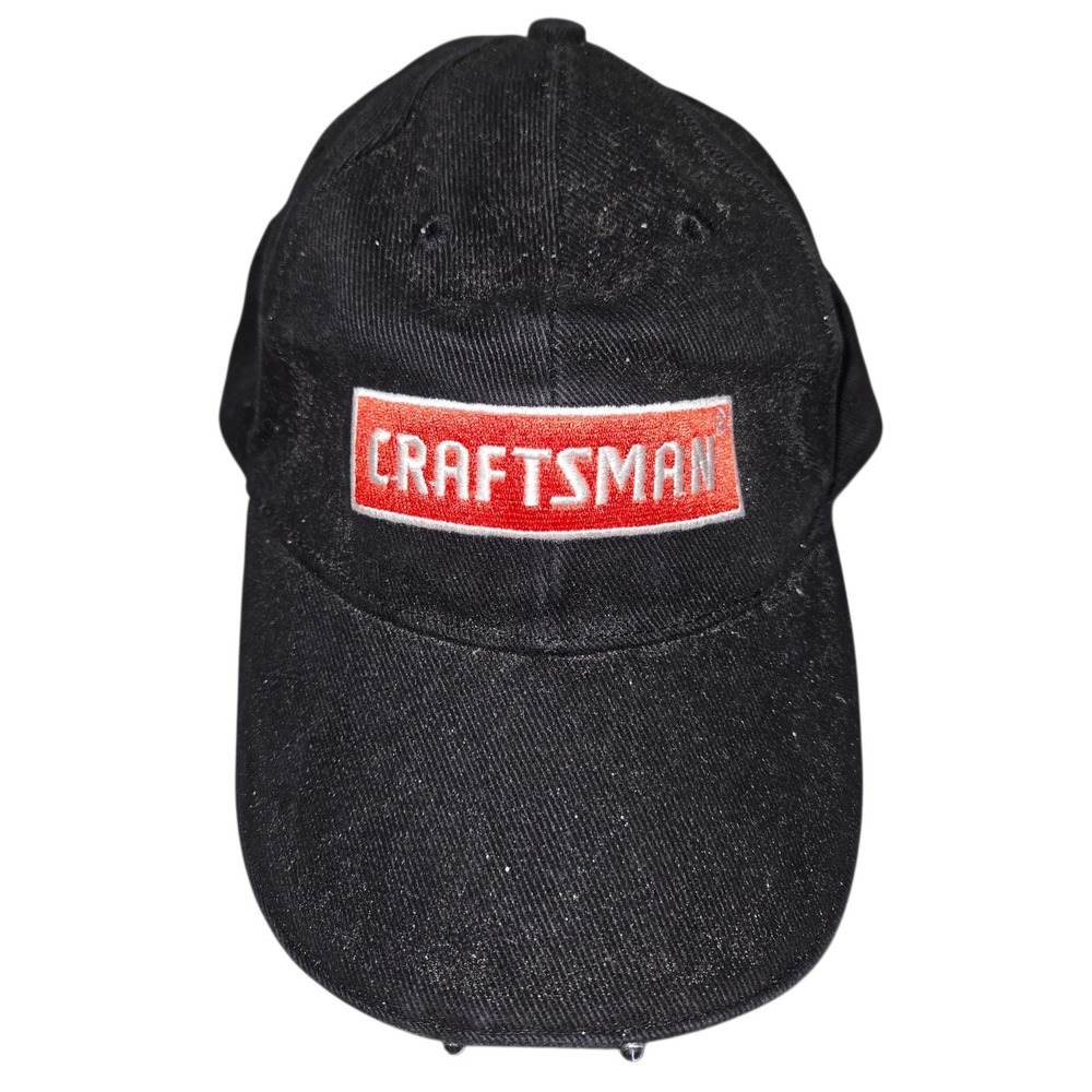 VTG Craftsman Embroidered Logo Patch Workwear Strapback Hat Black OSFA